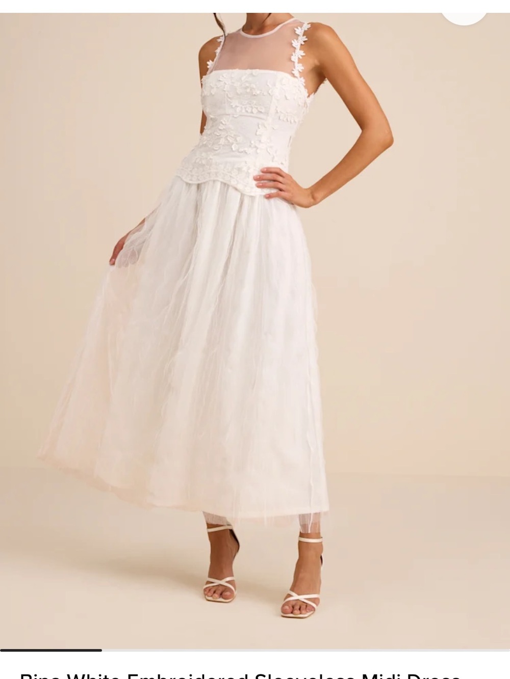 Lulus Bina White Embroidered Sleeveless Midi Dress